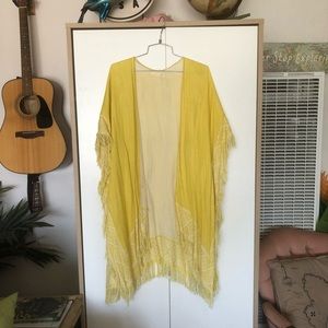 Yellow fringe kimono